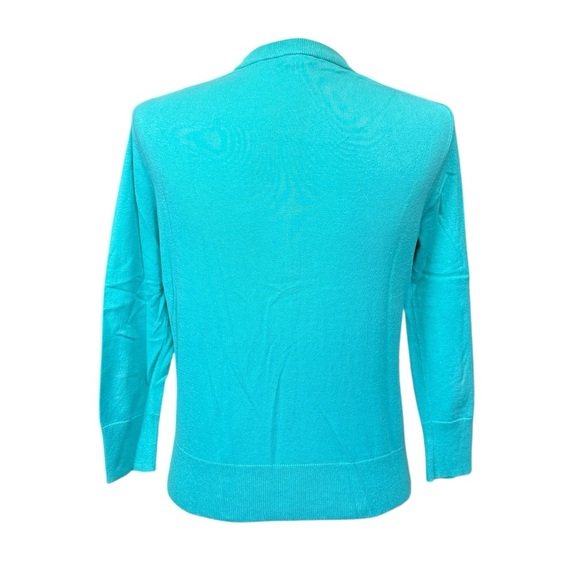 J. Crew Aqua Teal Button-Up Cotton Blend Cardigan Size M #1779 - Picture 3 of 4